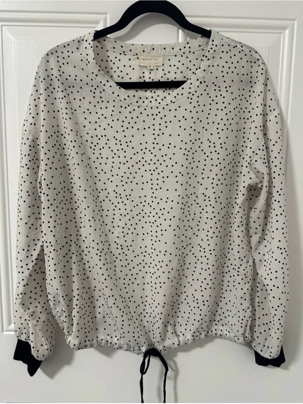 Mello Day for Anthropologie Polka Dot Drawstring Hem Blouse Medium - Picture 1 of 6